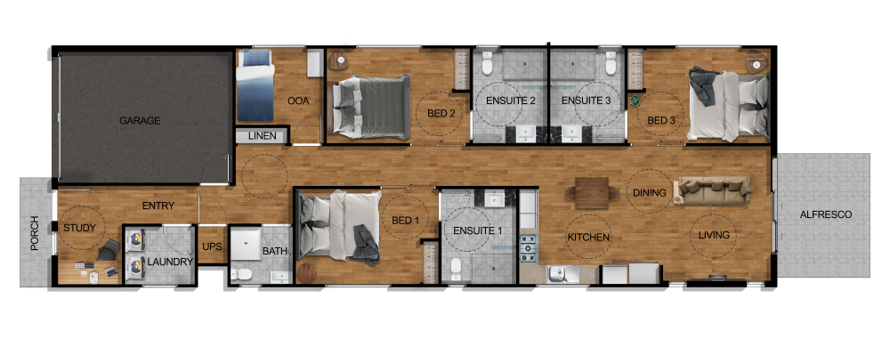 BRAND NEW 3 bed + OOA Geebung — Floorplan 1