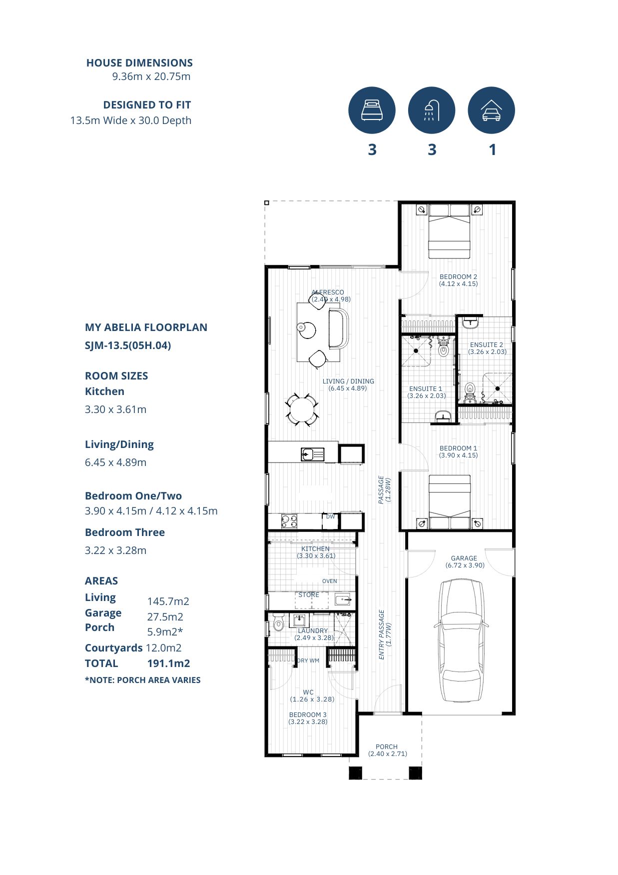 Modern 3-Bedroom HPS - Gateway Drive, New Norfolk — Floorplan 1