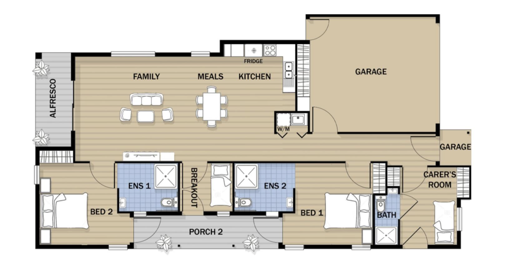 Officer - Brand New 2 Bedroom House! SDA, SIL & High Physical Support Home! — Floorplan 1