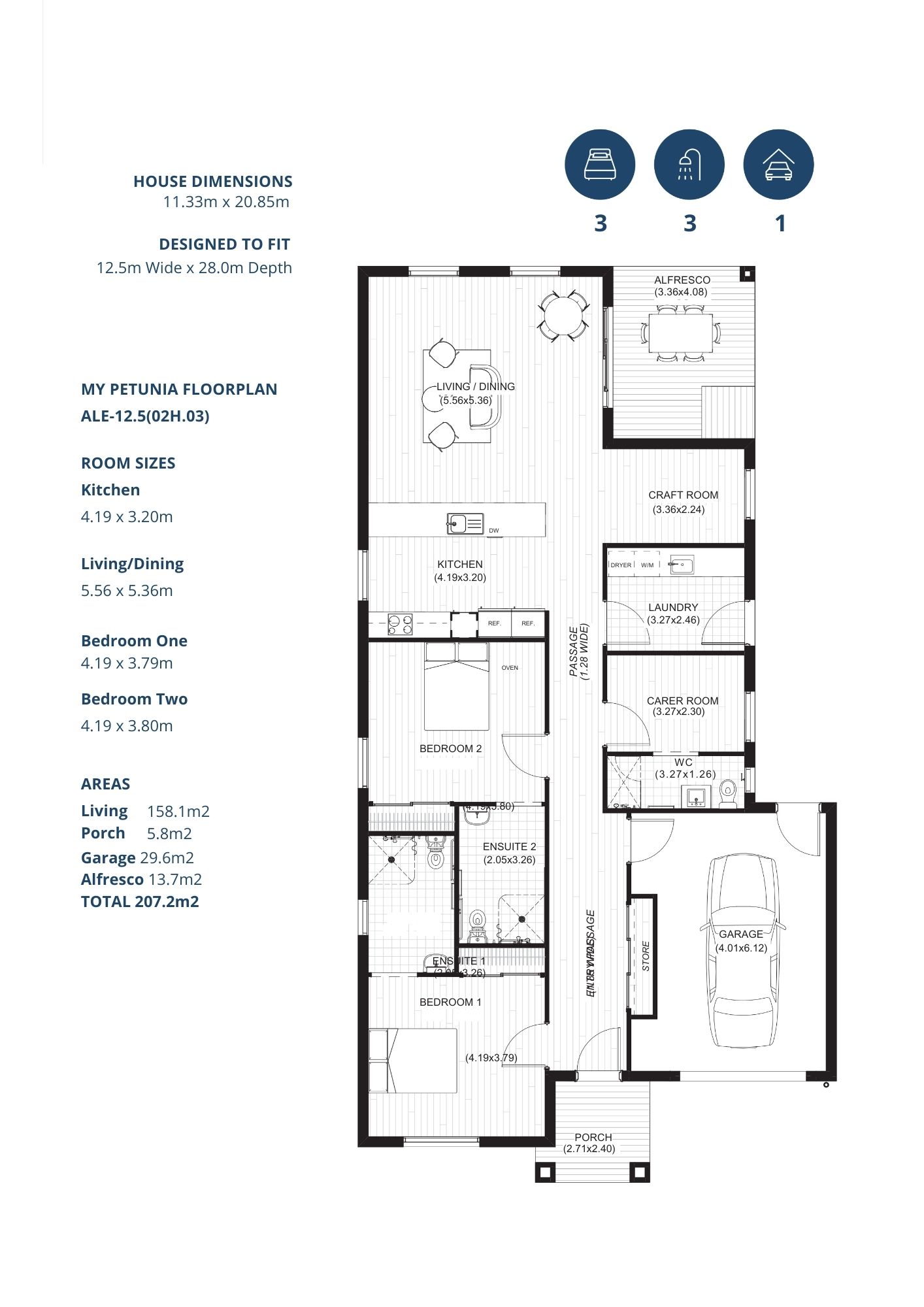 Modern 3-Bedroom HPS - Fegent Road, Tarneit VIC — Floorplan 1