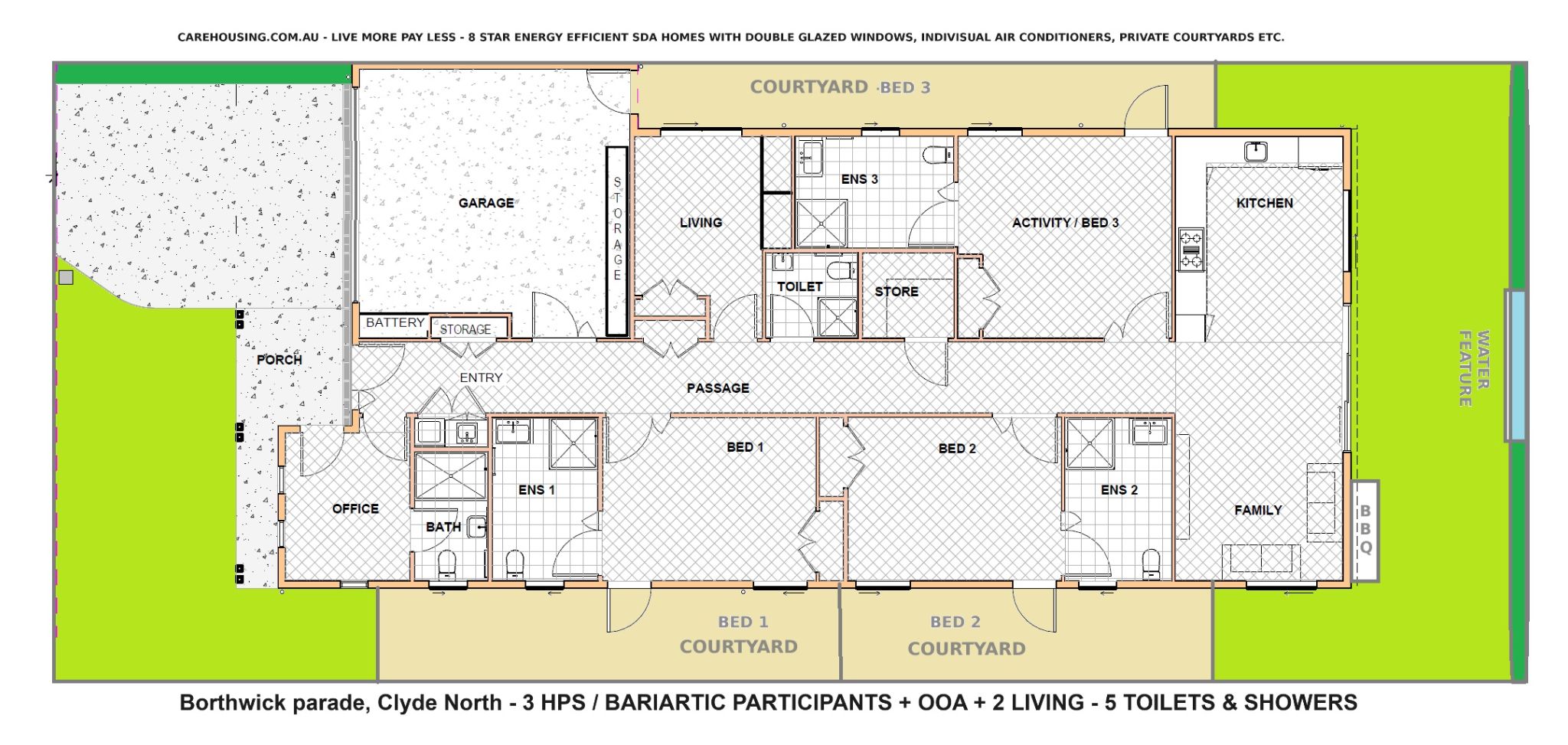 New 8 STAR-3 HPS / Bariatric Participants + OOA + 2 Living + 5 Toilets/ Showers Cranbourne South VIC — Home image 5