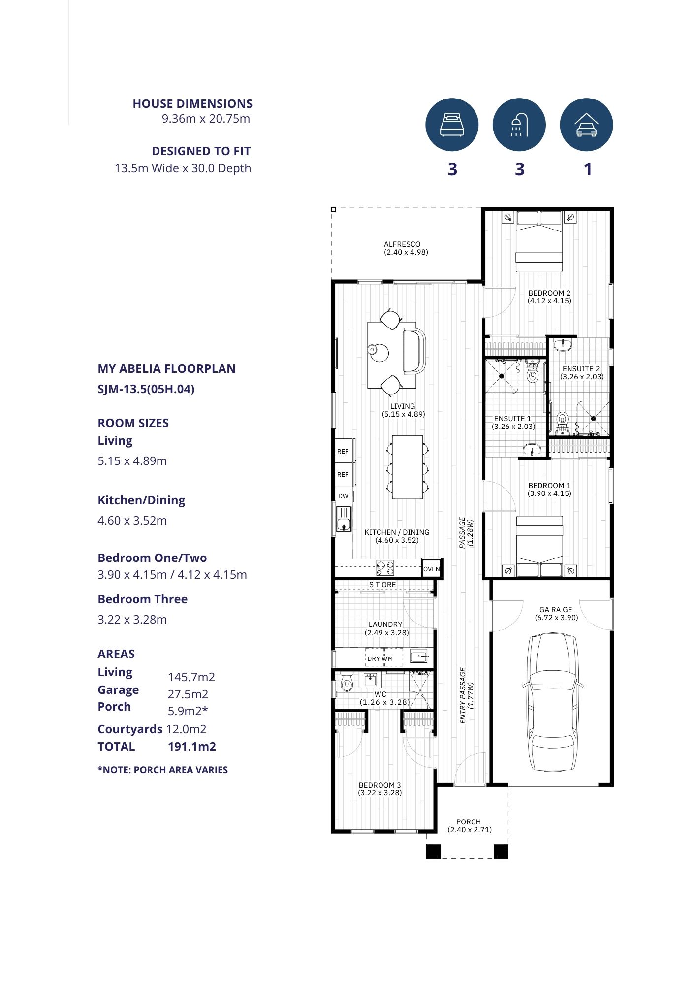 Modern 3-Bedroom HPS - Norah Street, St. Leonards TAS — Floorplan 1