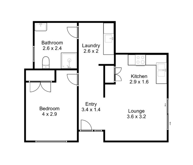 One bedroom unit in Lakes Entrance — Floorplan 1