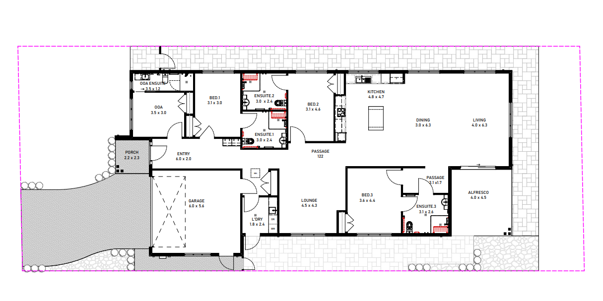 Sunshine HPS IL FA Category SDA - 3 Ensuites + OOA — Floorplan 1