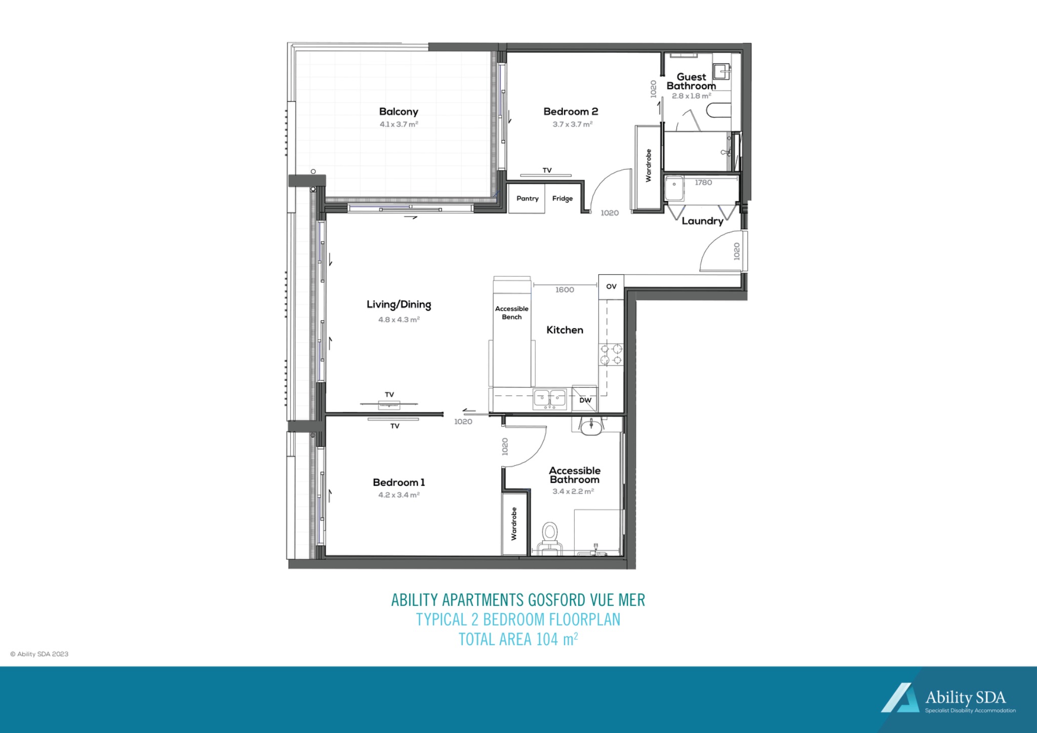 GOSFORD VUE MER - BEDROOM Apartment - Ability Apartments Gosford Vue Mer in Gosford