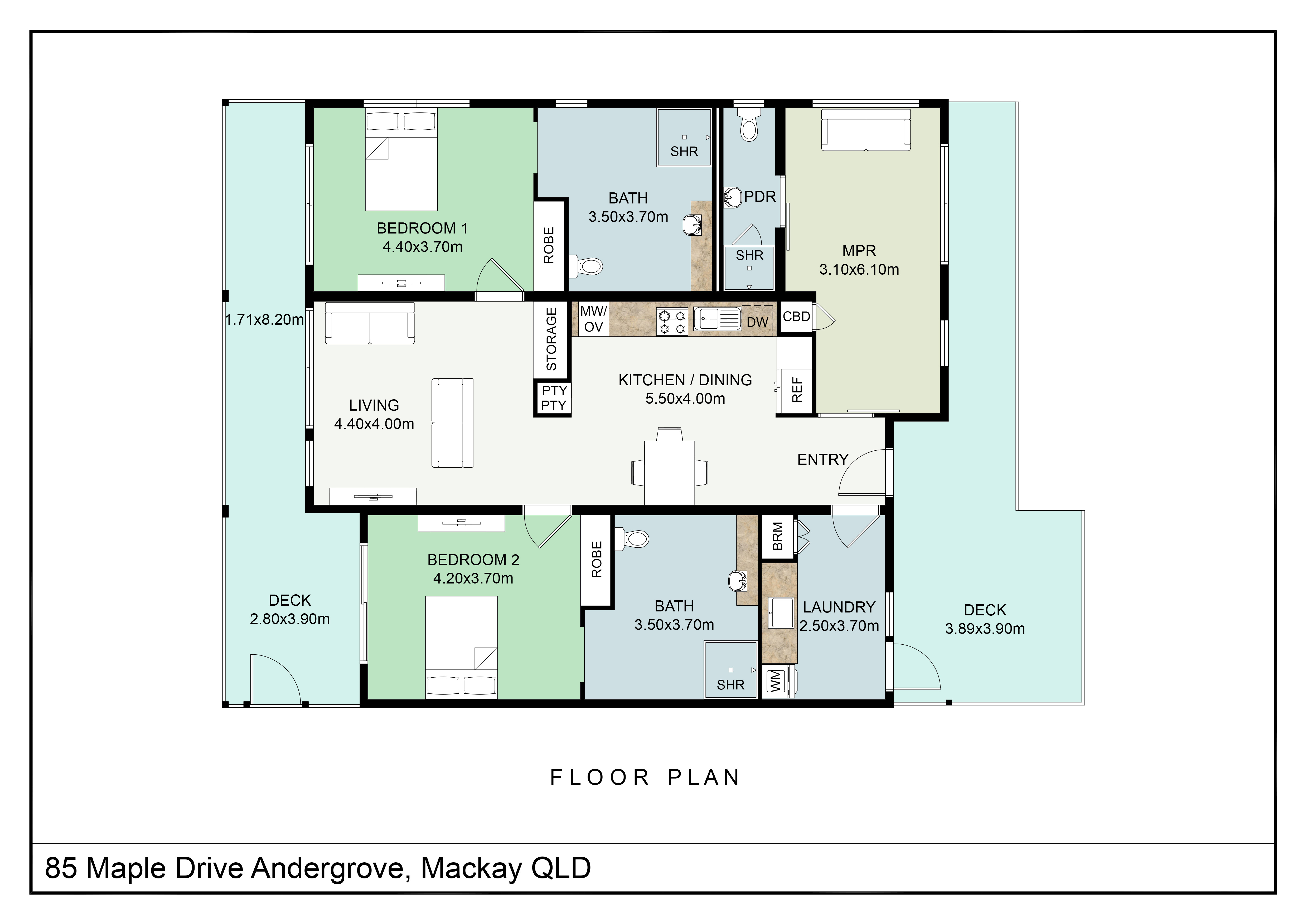 Andergrove, Mackay - 1 x 3 bed House (HPS) — Floorplan 2