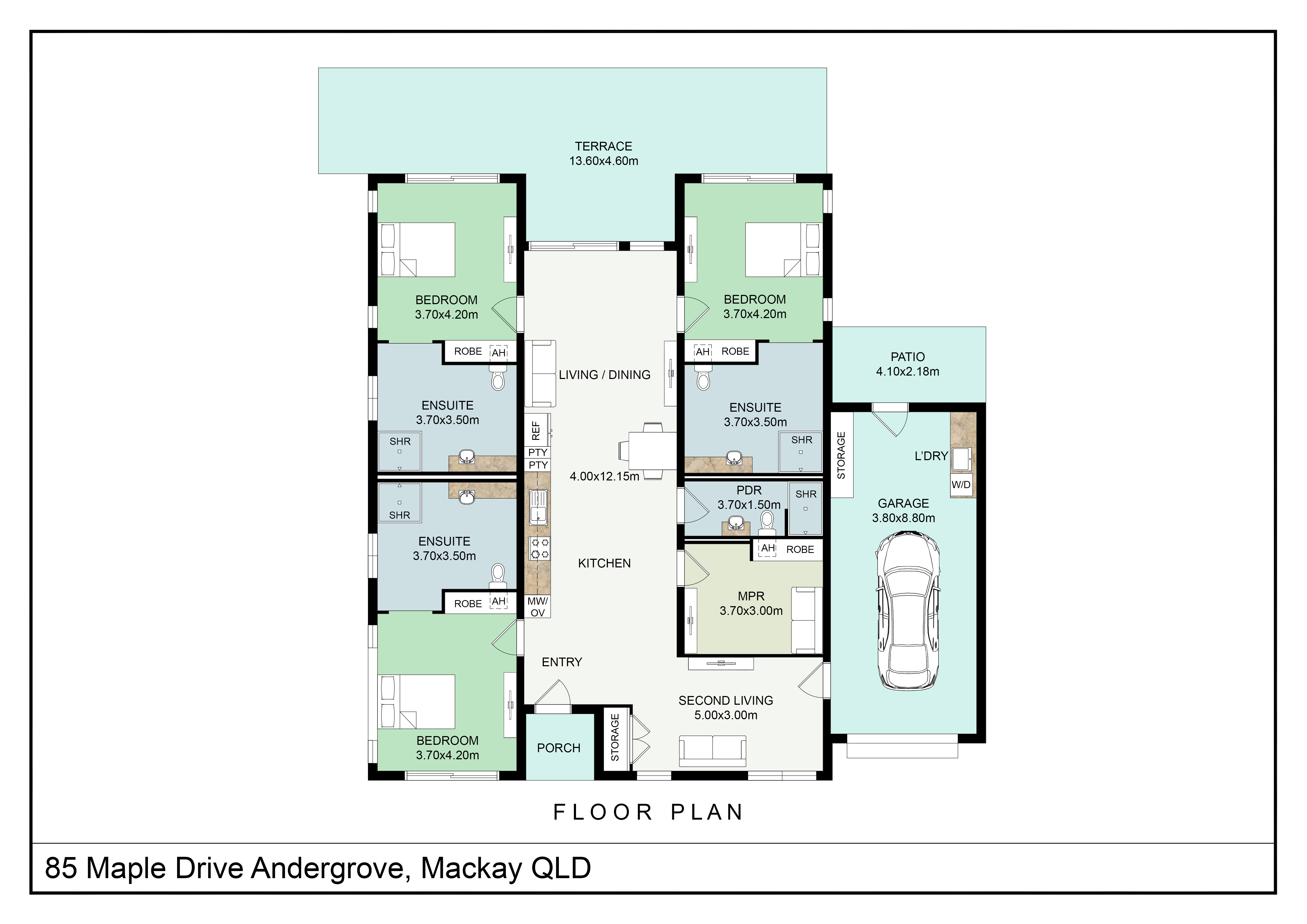 Andergrove, Mackay - 1 x 3 bed House (HPS) — Floorplan 3