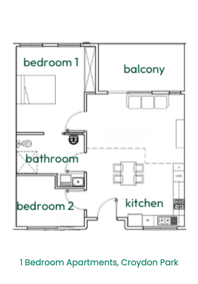 1 Bedroom Apartments, Croydon Park — Floorplan 1