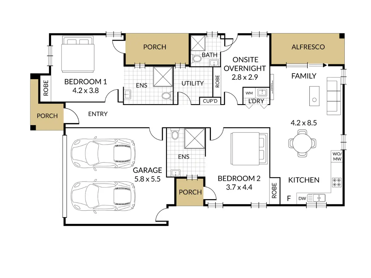 Beveridge – Whittlesea 102 Robust/Improved Livability 2-Residents — Floorplan 1