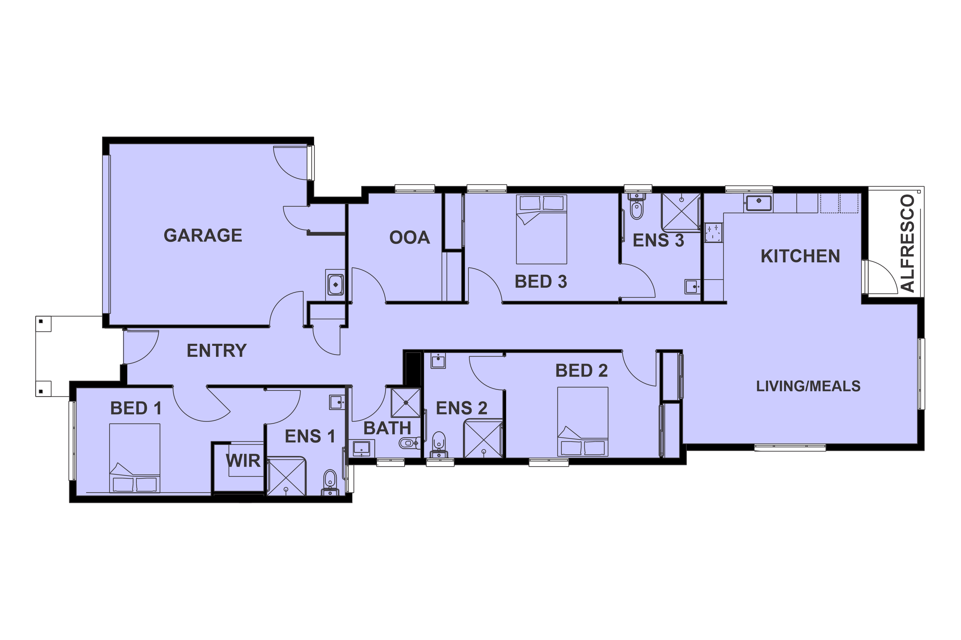 SDA HPS 3 Bedroom House plus OOA Lara, Vic  003 — Floorplan 1