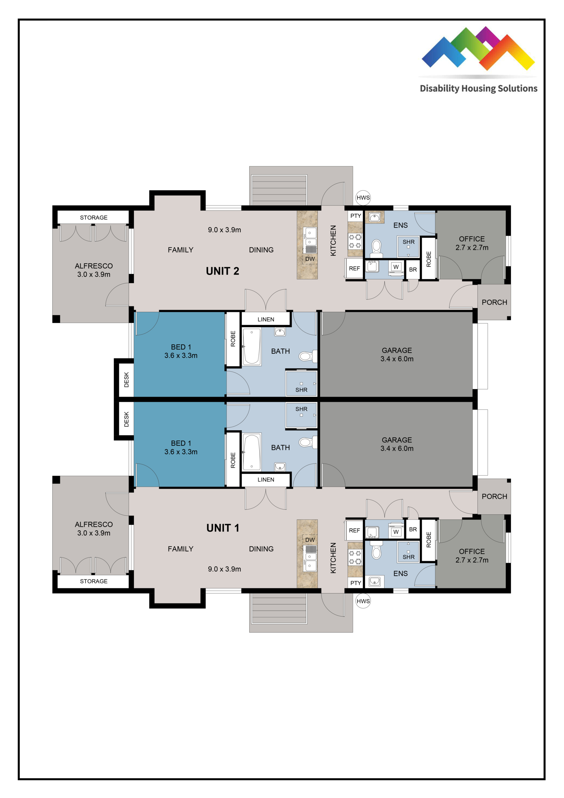 AYR, BURDEKIN QLD – ROBUST DUPLEX (2 X 1 RESIDENT VILLAS) — Floorplan 1
