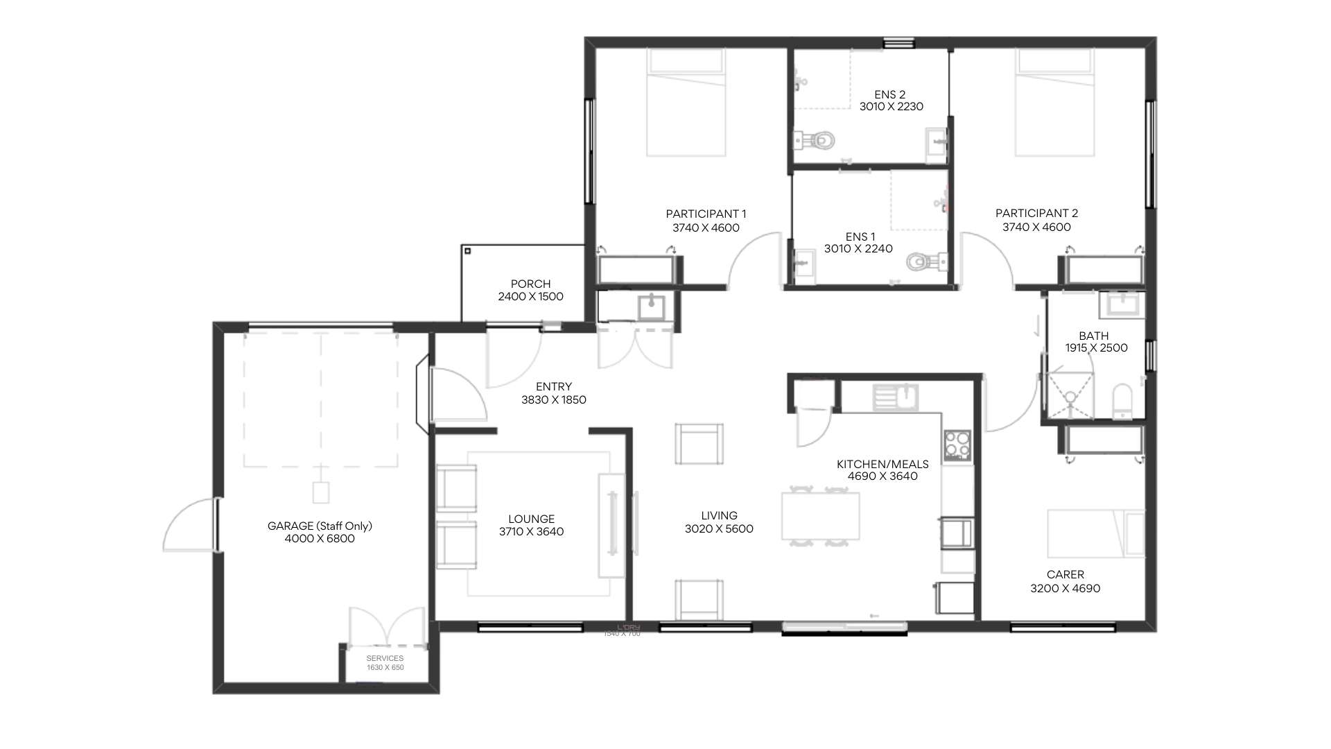 Light-filled 2-Bed SDA Home in Croydon South — Floorplan 1