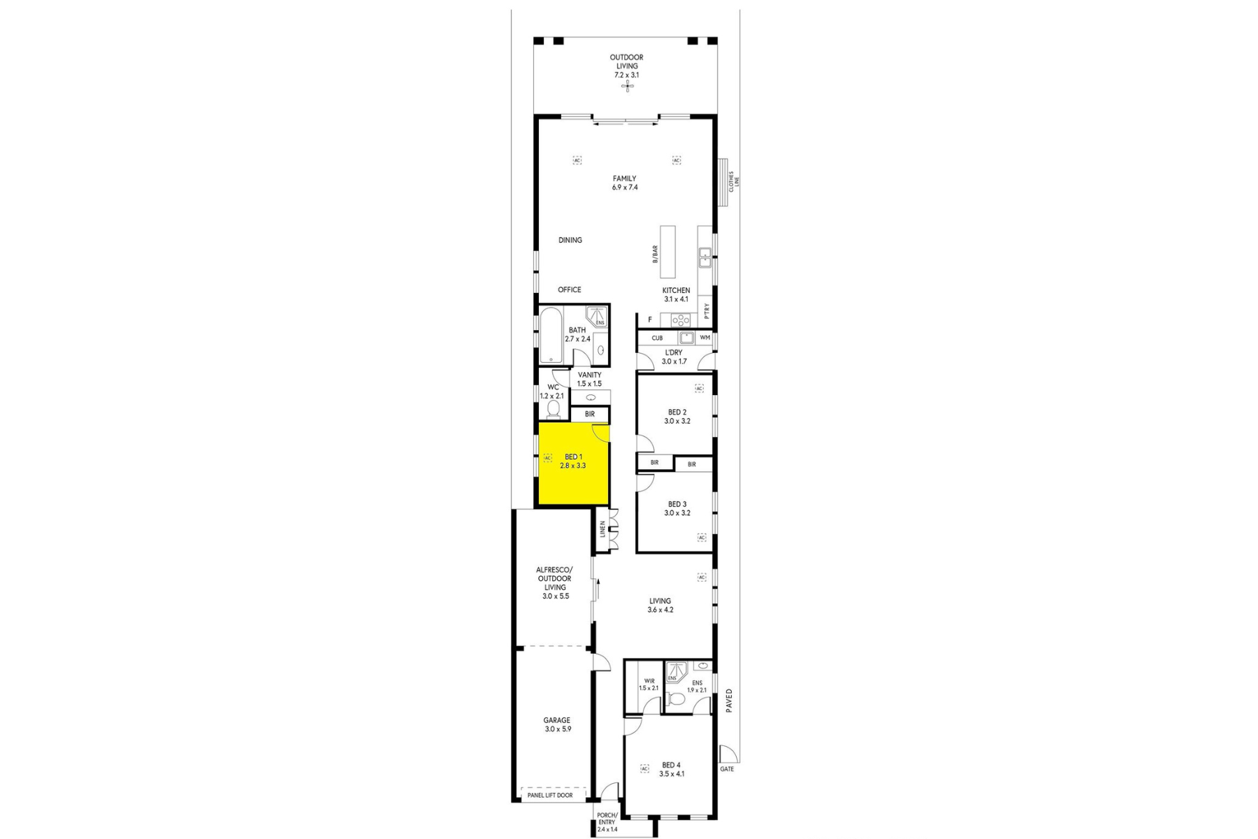 Beautiful contemporary four-bedroom property with a nice secure back yard with alfresco. — Floorplan 1