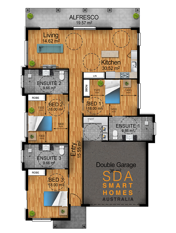 Spacious SDA Home – 3 Bedrooms, 3 Bathrooms + OOA — Floorplan 1