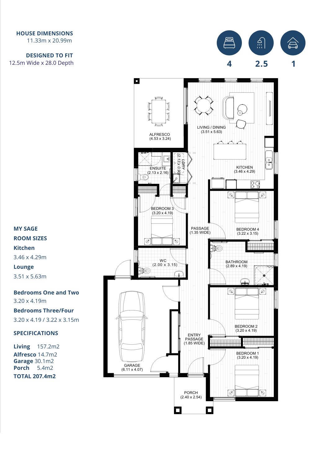 Modern 4-Bedroom HPS - Charlotte Street, New Norfolk — Floorplan 1